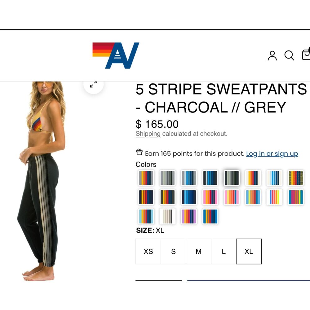 ~ Aviator Nation XL Sweatpants Gray 5-Stripe Beachy Lounge Athleisure Gym Relax - Picture 5 of 15